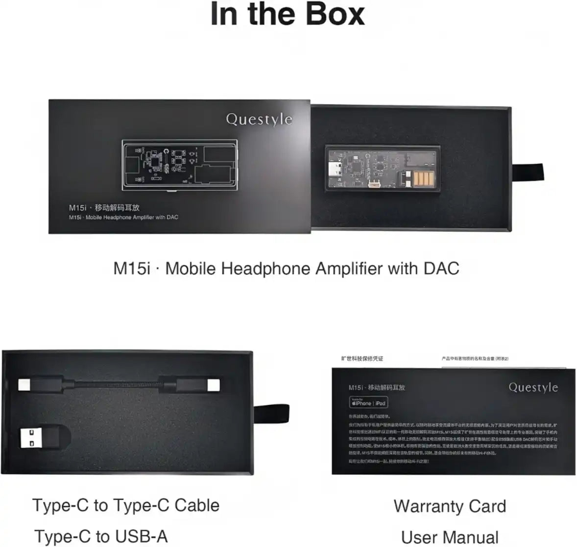 Dispositivo decodificador portátil móvel Questyle M15i de alta resolução